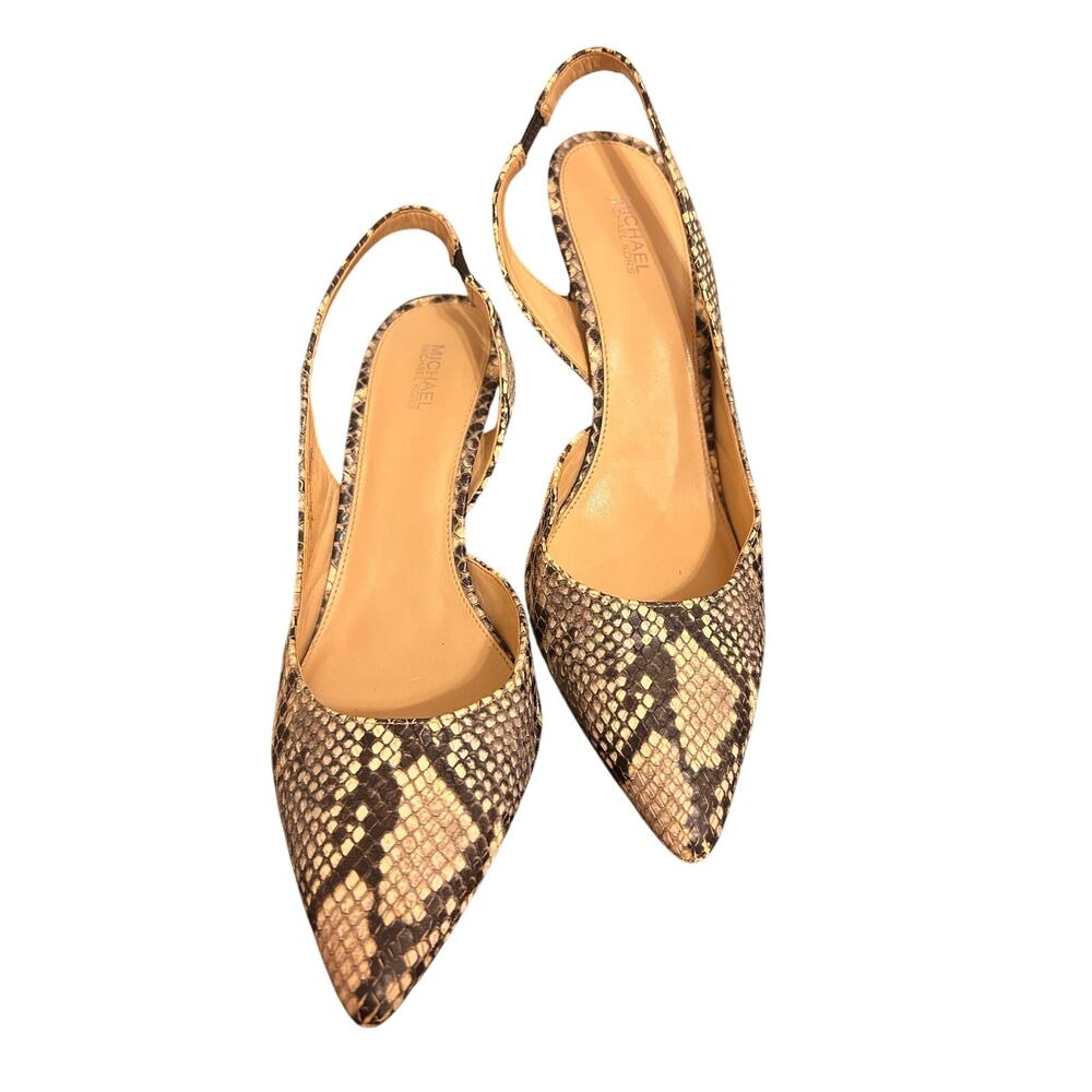 Michael Kors snakeskin-print slingback shoes, pointed toe and slingback strap 9 - Picture 8 of 8